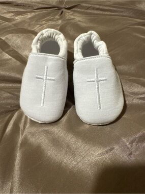 White Baby Cross Booties - Soft Slip-On Kids Shoes
